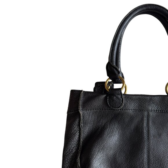 Linea Pelle Black Leather Shoulder Handbag Tote Soft Weighty Leather - Picture 8 of 16